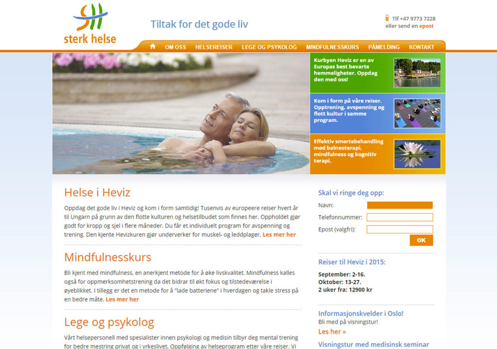 Sterk Helse Travel Web Design Screenshot