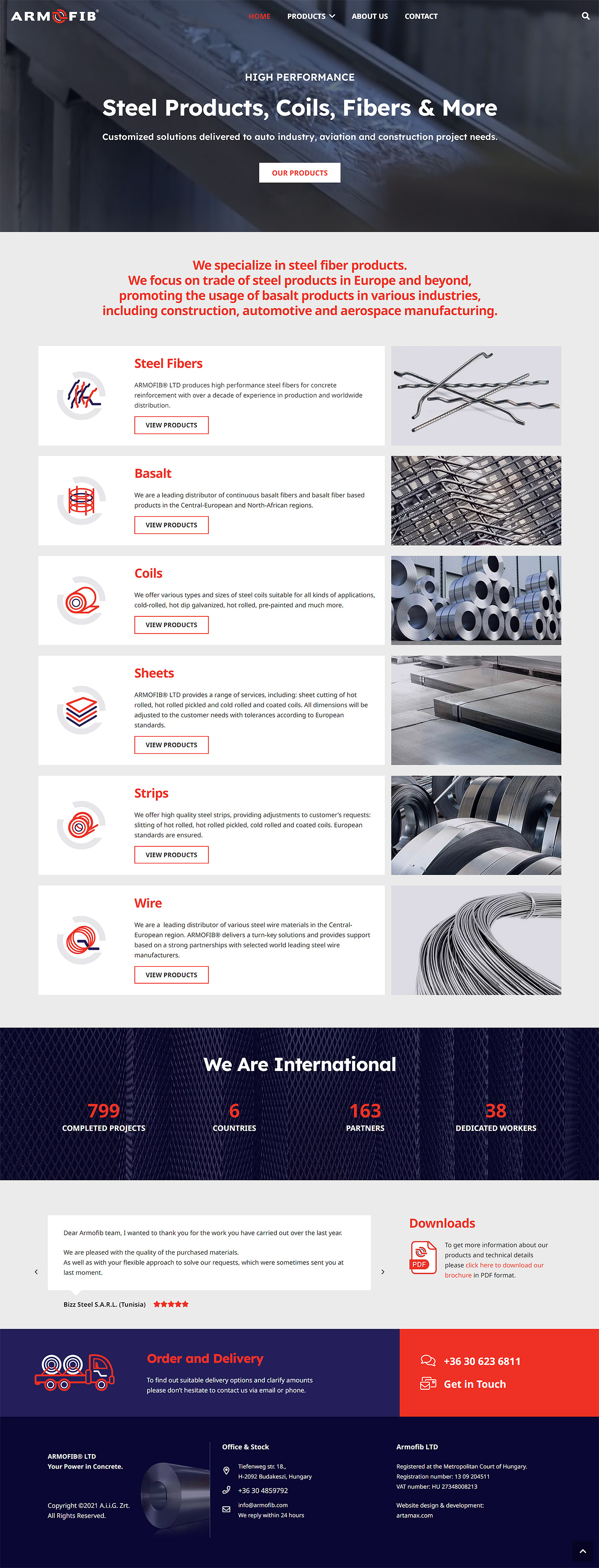 Armofib Company Website Design