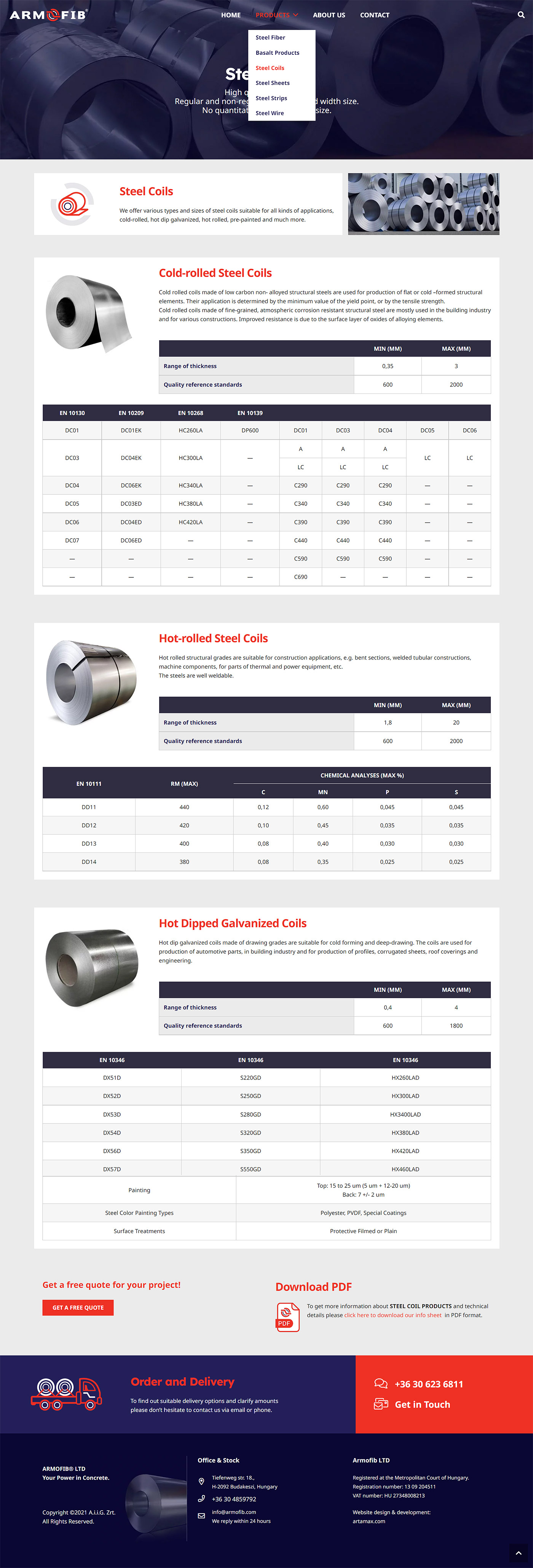 Armofib Company Website Design