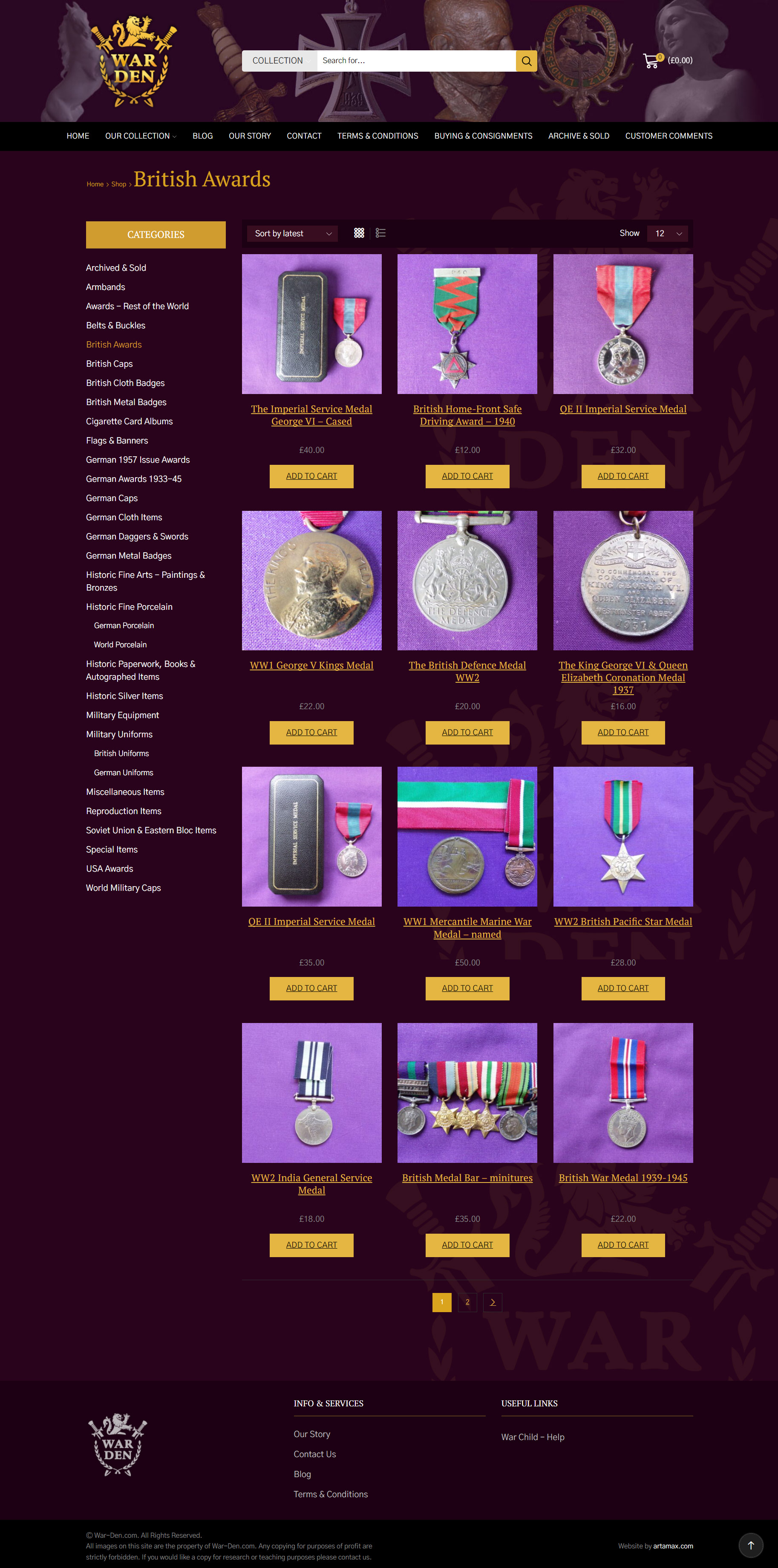 War Den Website Design Screenshot