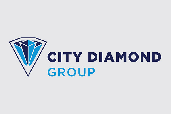 City Diamond identity design - logo on grey background
